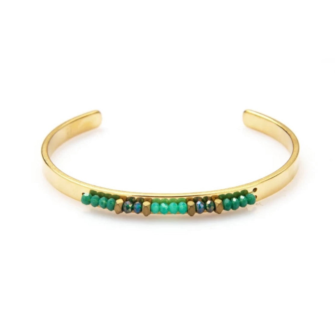AGUILERA || Bangle with green Murano-Beads