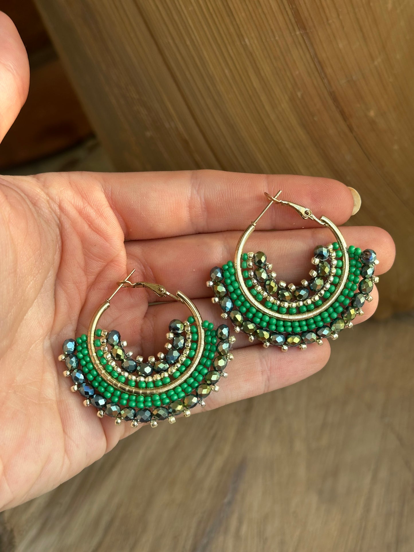 ANGEL || Handmade Earrings Green Gold