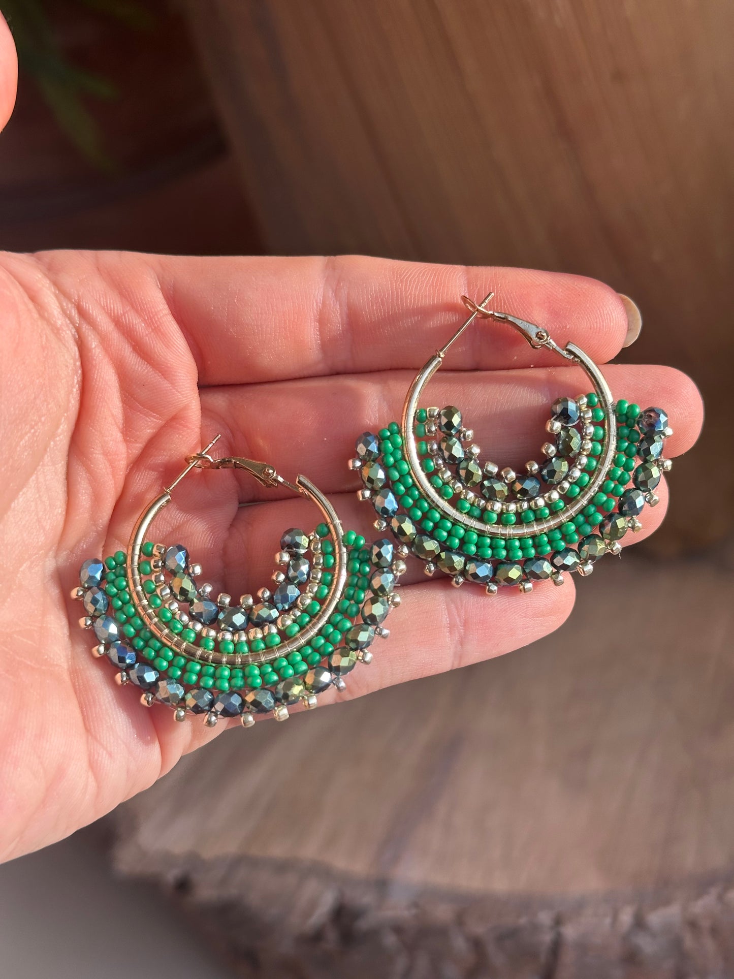 ANGEL || Handmade Earrings Green Gold