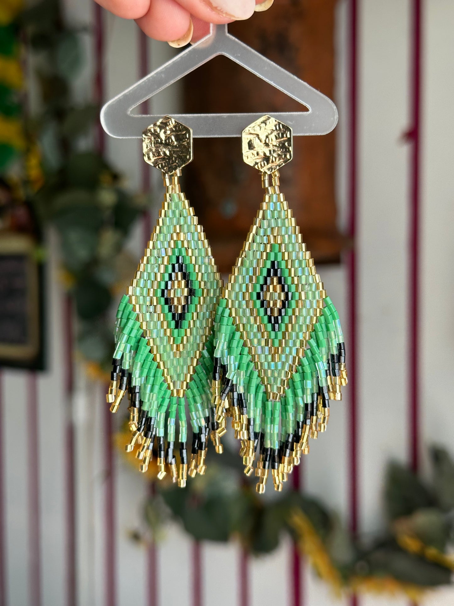 INDA || Handmade Boho Earrings Green