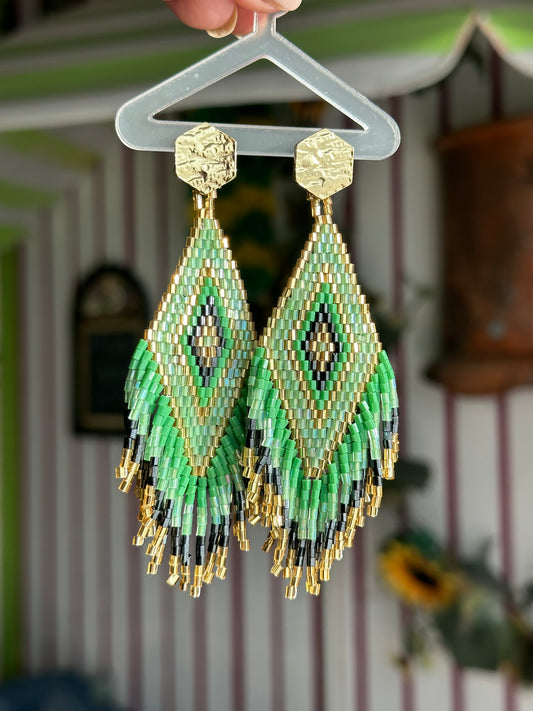 INDA || Handmade Boho Earrings Green