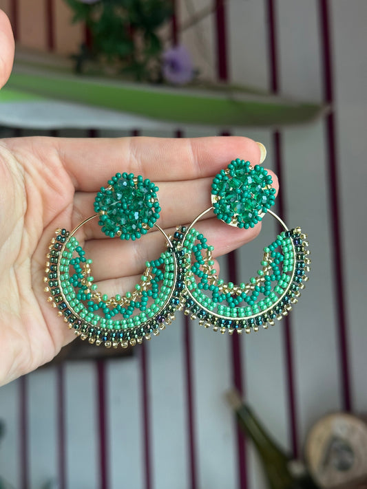 MARIE || Handmade Statement Earrings Green