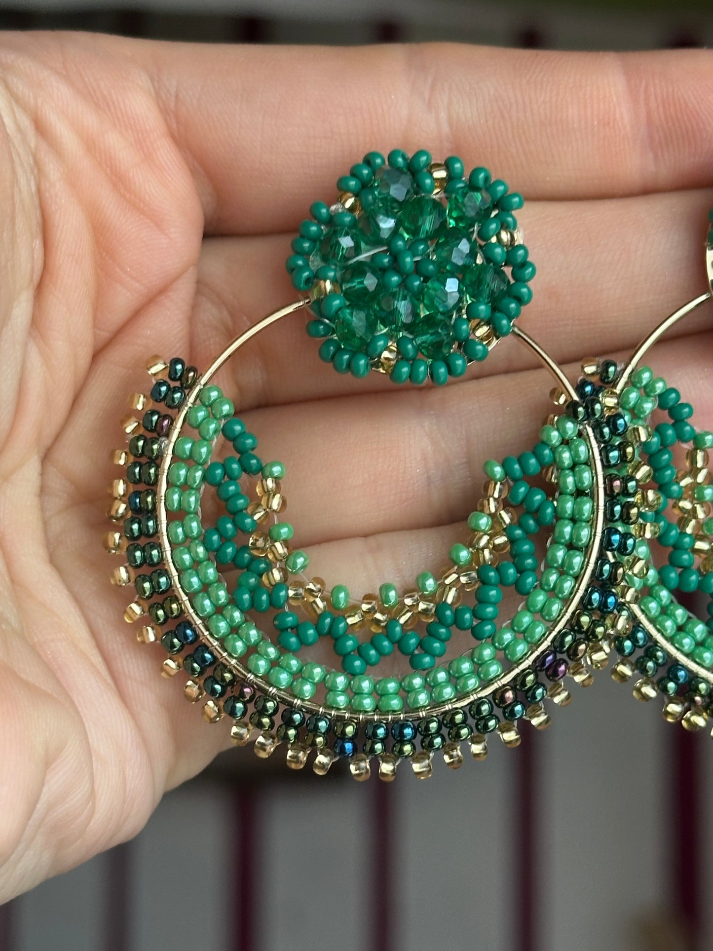 MARIE || Handmade Statement Earrings Green