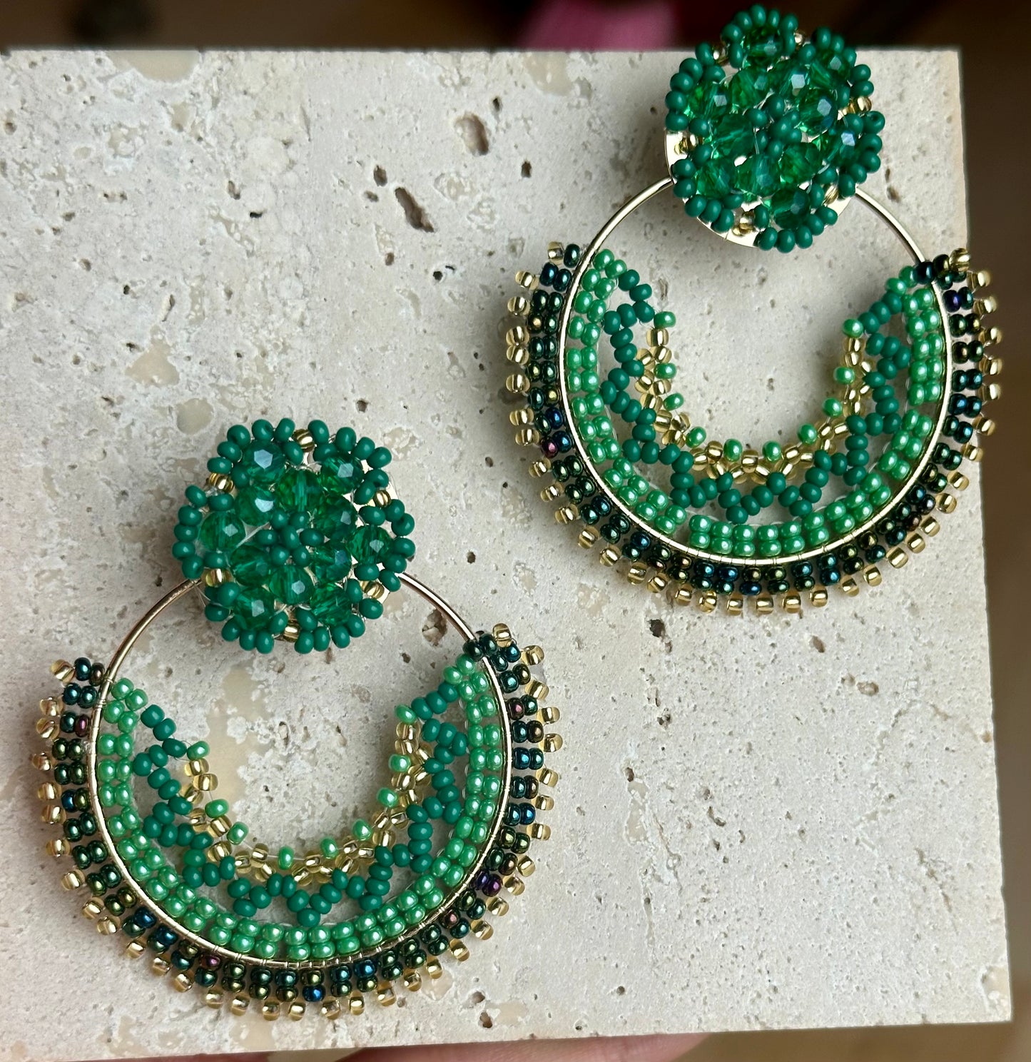 MARIE || Handmade Statement Earrings Green