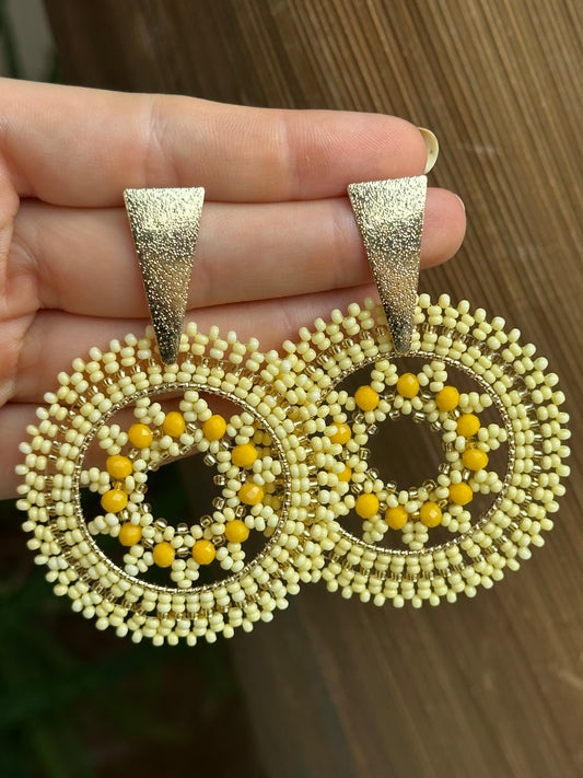 SOFIA || Handmade Round Earrings Yellow Gold