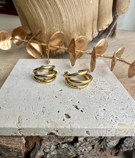 CHANIA || Triple curved Earrings