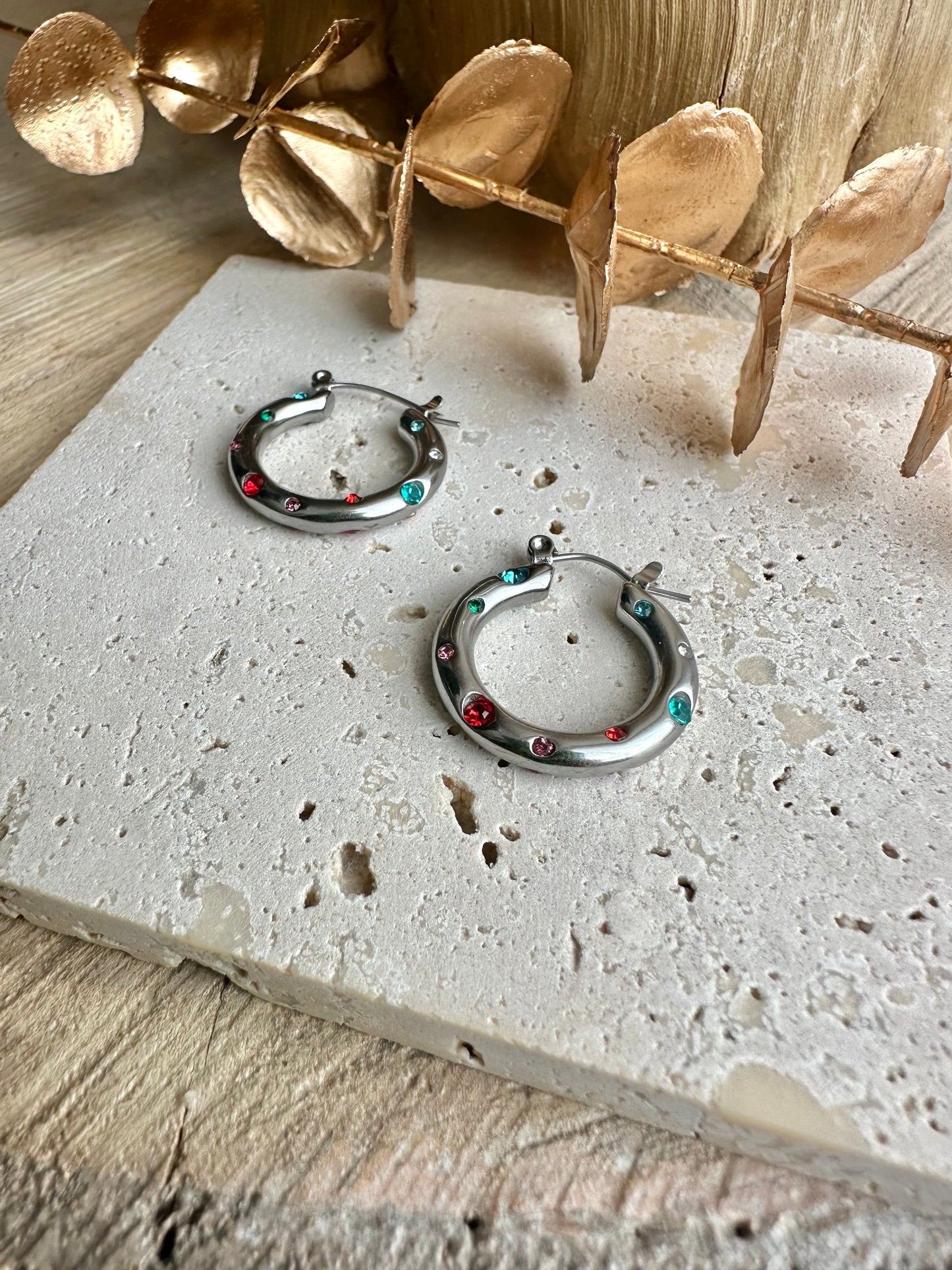 DELICA || Colorful Zirconia Hoops Silver